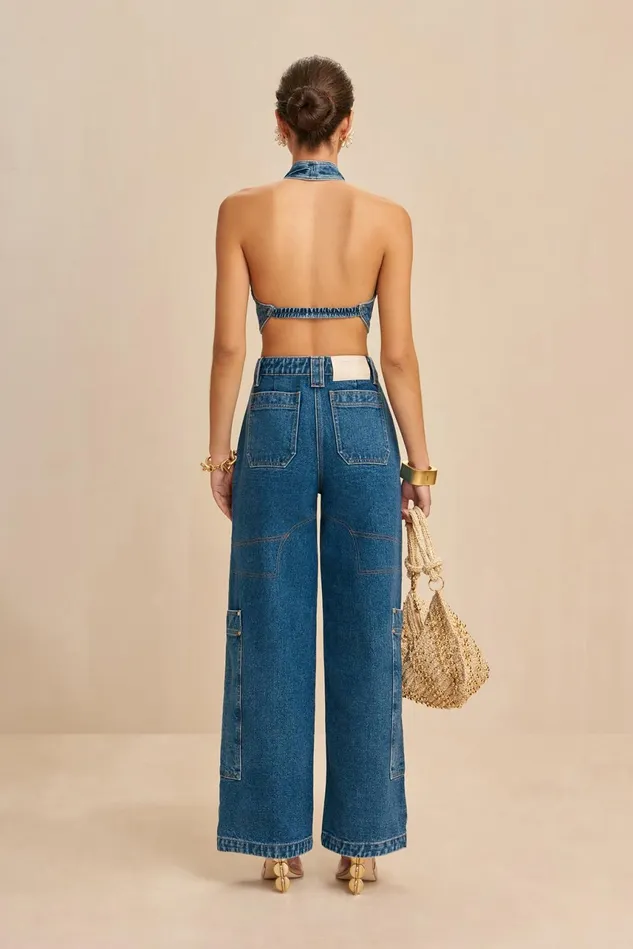 Cult Gaia Wynn Pant Indigo Women Bottoms Cult Gaia Wynn Pant Indigo Women Bottoms