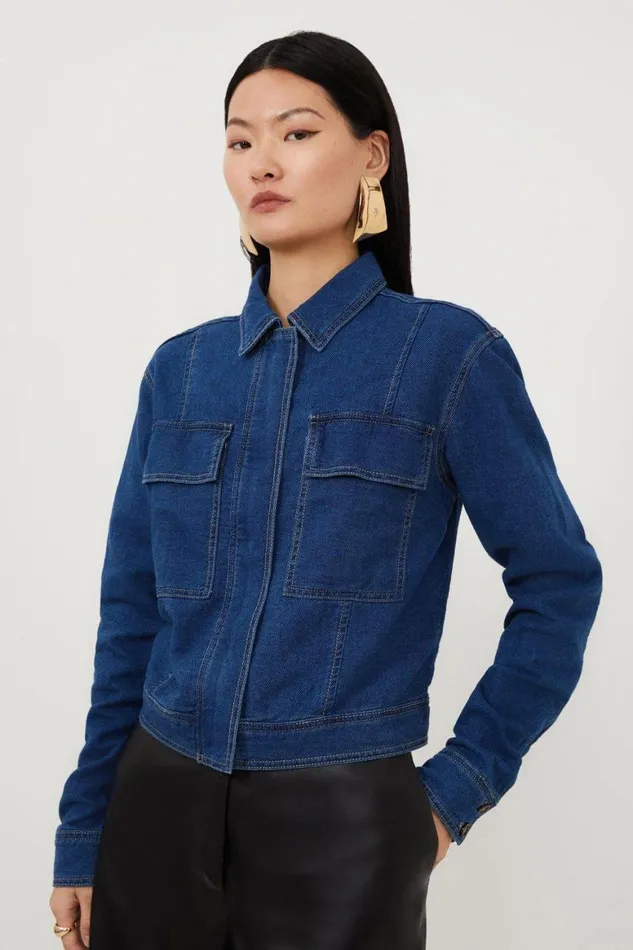 Denim Women Karen Millen Denim Woven Boxy Jacket Denim