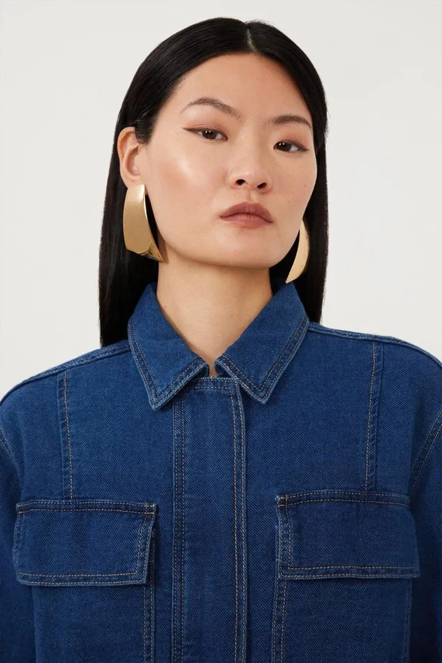 Denim Women Karen Millen Denim Woven Boxy Jacket Denim