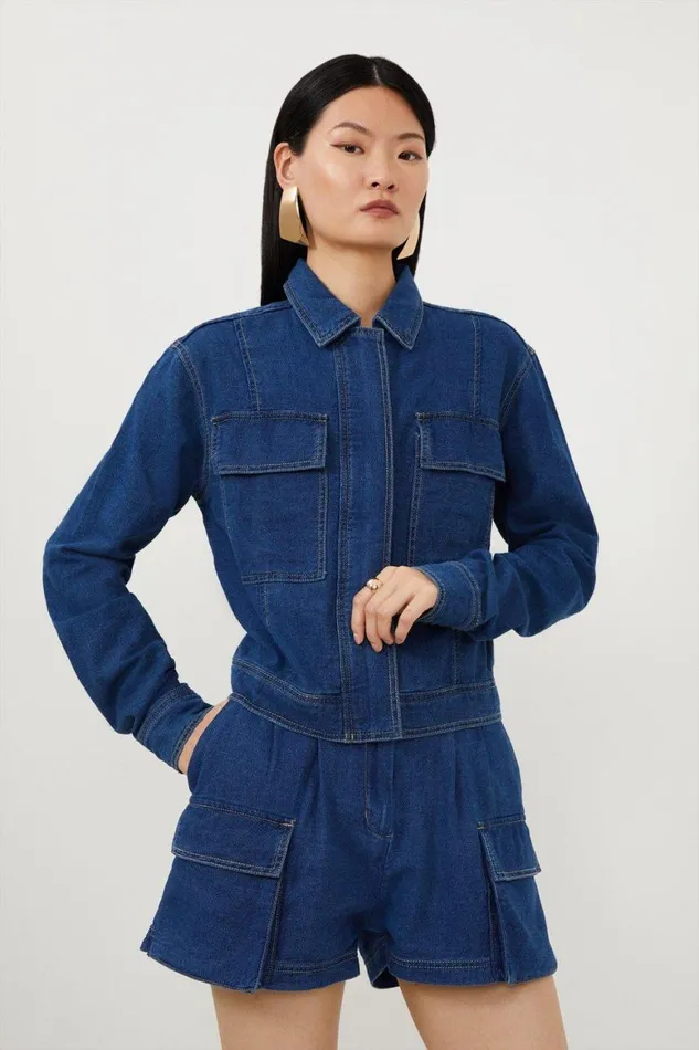 Denim Women Karen Millen Denim Woven Boxy Jacket Denim