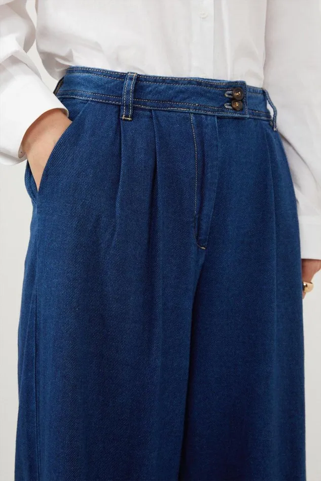 Denim Women Karen Millen Tencel Denim Woven Wide Leg Trousers Denim
