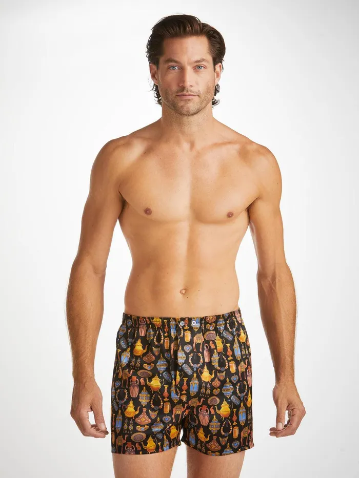 Derek Rose Classic Fit Boxers Brindisi 100 Silk Satin Black Men Classic Fit Boxer Shorts Derek Rose Classic Fit Boxers Brindisi 100 Silk Satin Black Men Classic Fit Boxer Shorts