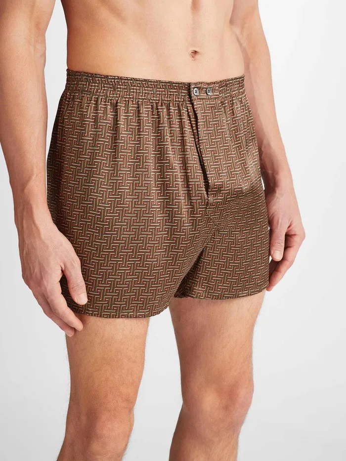 Derek Rose Classic Fit Boxers Brindisi 109 Silk Satin Green Men Classic Fit Boxer Shorts Derek Rose Classic Fit Boxers Brindisi 109 Silk Satin Green Men Classic Fit Boxer Shorts