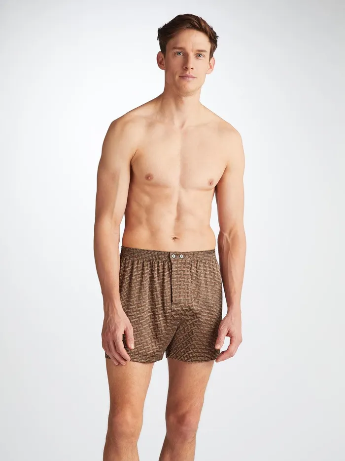 Derek Rose Classic Fit Boxers Brindisi 109 Silk Satin Green Men Classic Fit Boxer Shorts