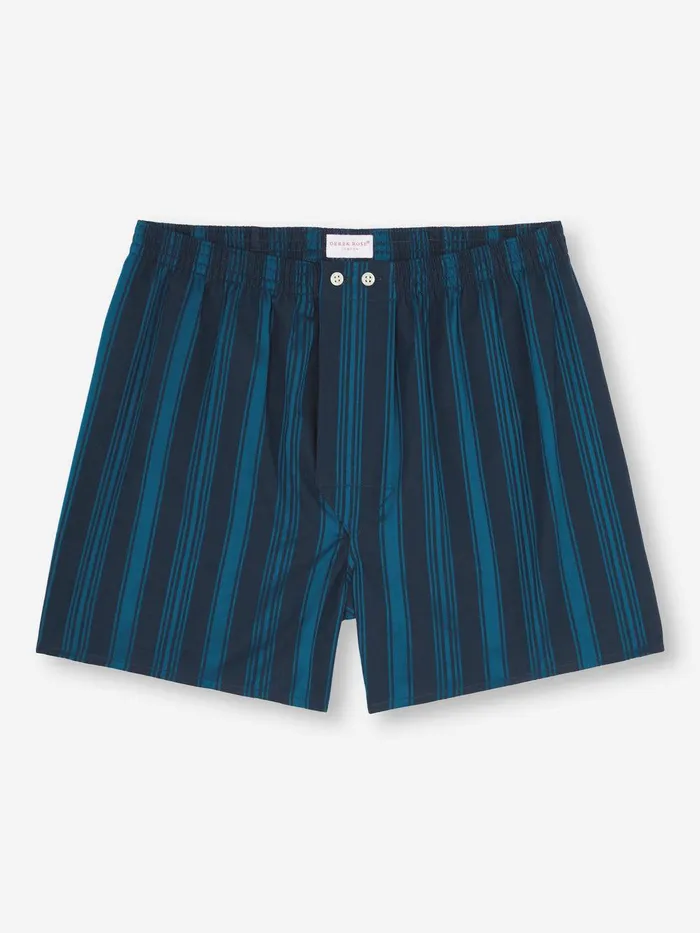 Derek Rose Classic Fit Boxers Royal 222 Cotton Navy Men Classic Fit Boxer Shorts