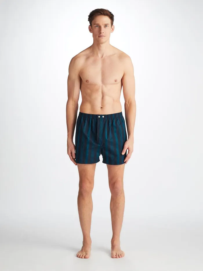 Derek Rose Classic Fit Boxers Royal 222 Cotton Navy Men Classic Fit Boxer Shorts
