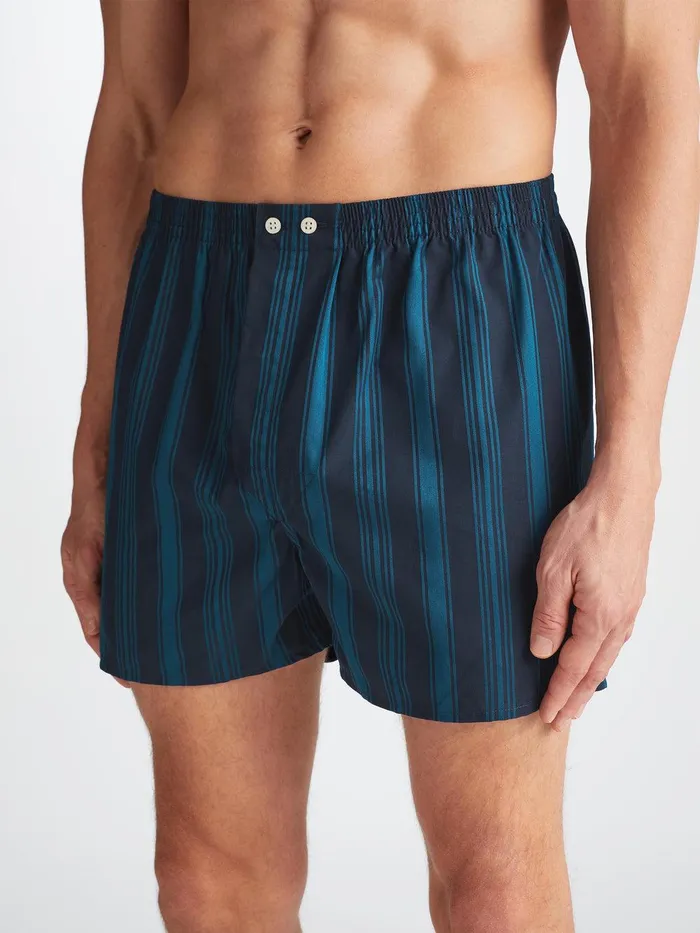 Derek Rose Classic Fit Boxers Royal 222 Cotton Navy Men Classic Fit Boxer Shorts