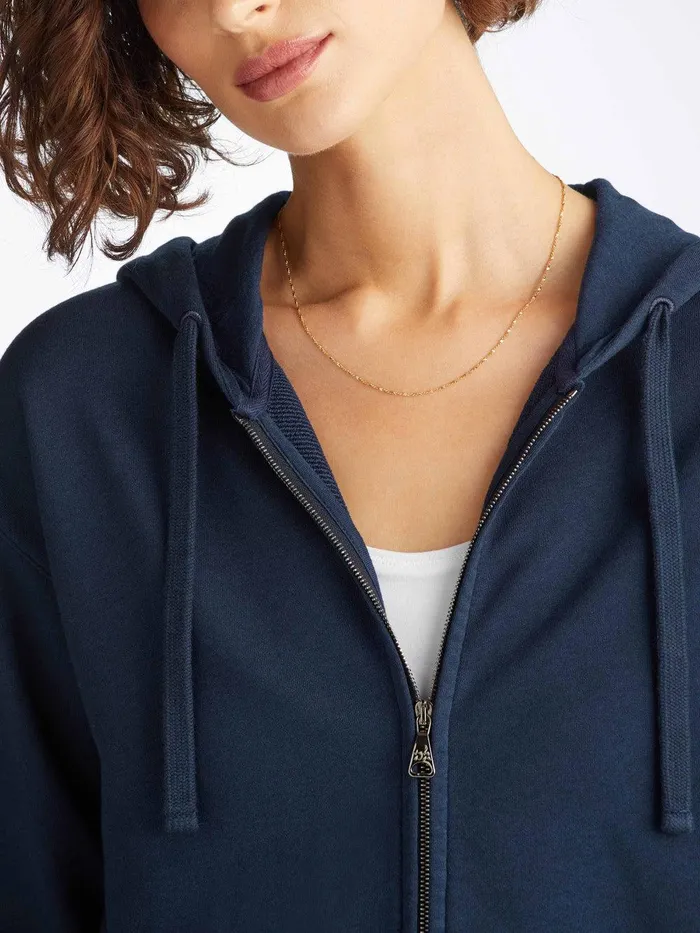 Derek Rose Hoodie Quinn Cotton Modal Navy Women Hooded Tops