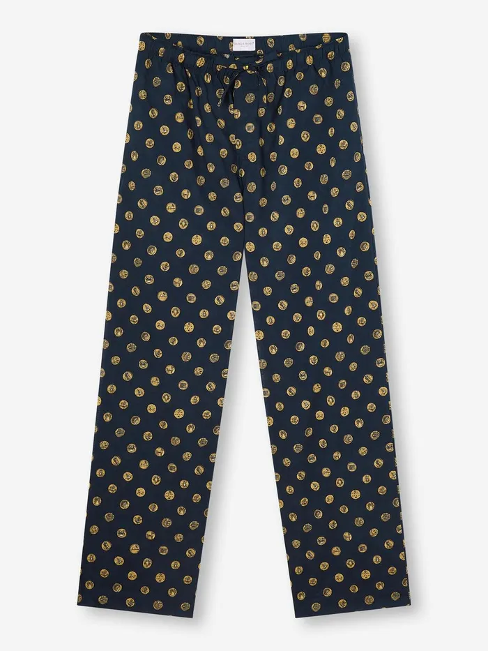 Derek Rose Lounge Pants Ledbury 78 Cotton Batiste Navy Men Lounge Pants