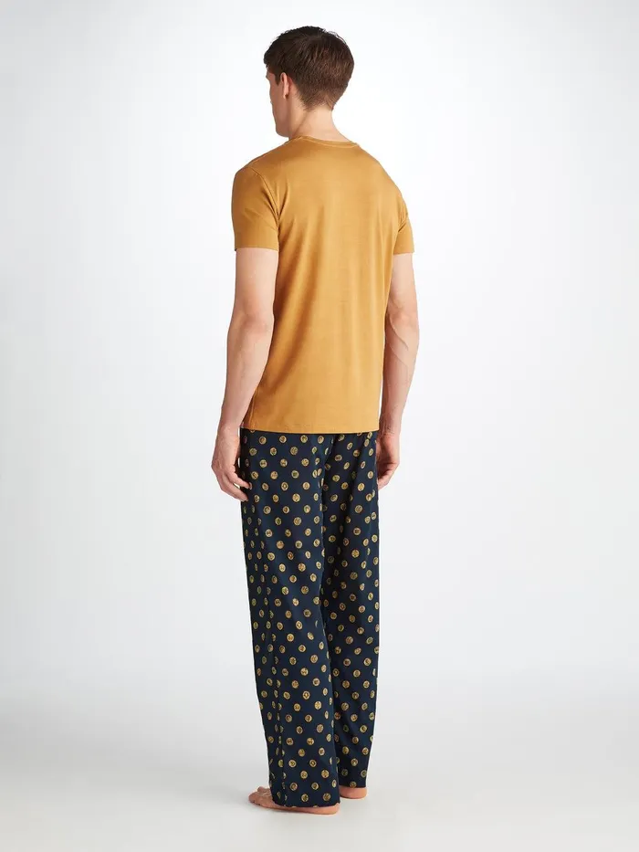 Derek Rose Lounge Pants Ledbury 78 Cotton Batiste Navy Men Lounge Pants