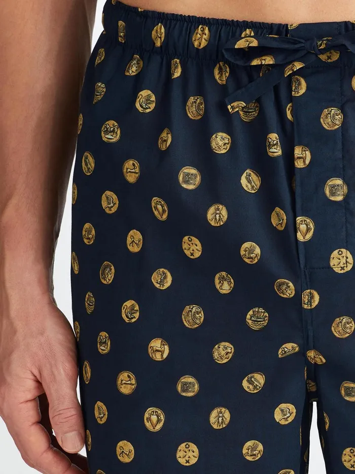 Derek Rose Lounge Pants Ledbury 78 Cotton Batiste Navy Men Lounge Pants