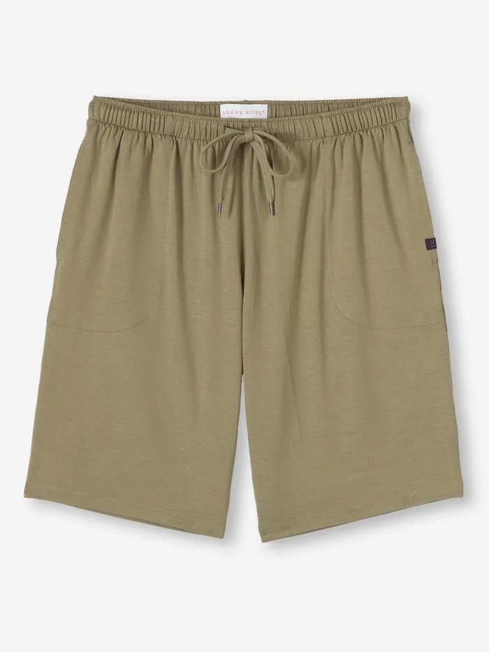 Derek Rose Lounge Shorts Basel Micro Modal Stretch Khaki Men Lounge Shorts