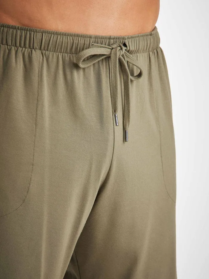 Derek Rose Lounge Shorts Basel Micro Modal Stretch Khaki Men Lounge Shorts