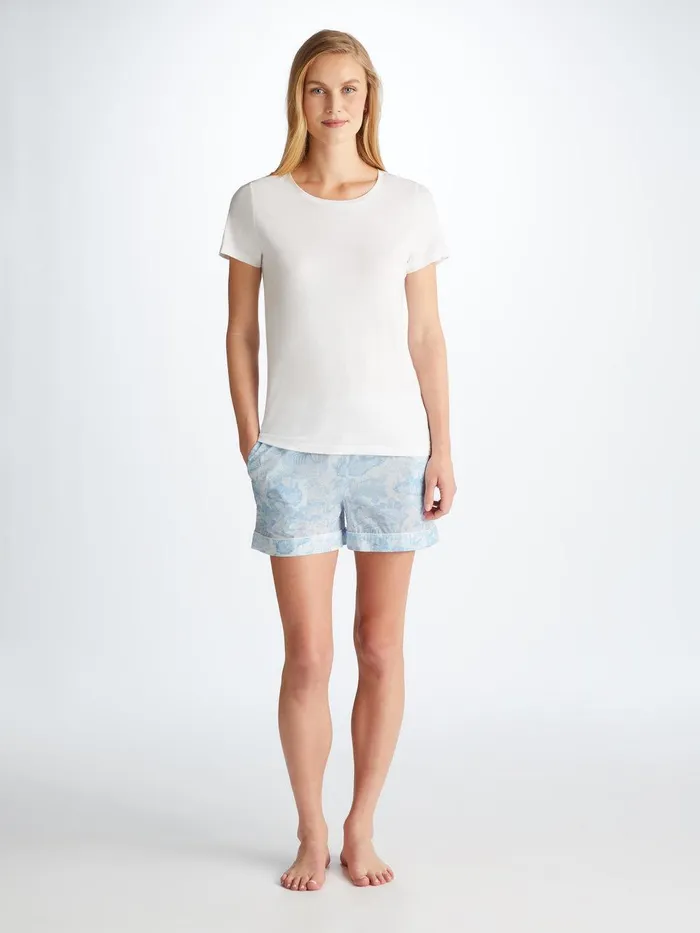 Derek Rose Lounge Shorts Ledbury 77 Cotton Batiste White Women Lounge Shorts