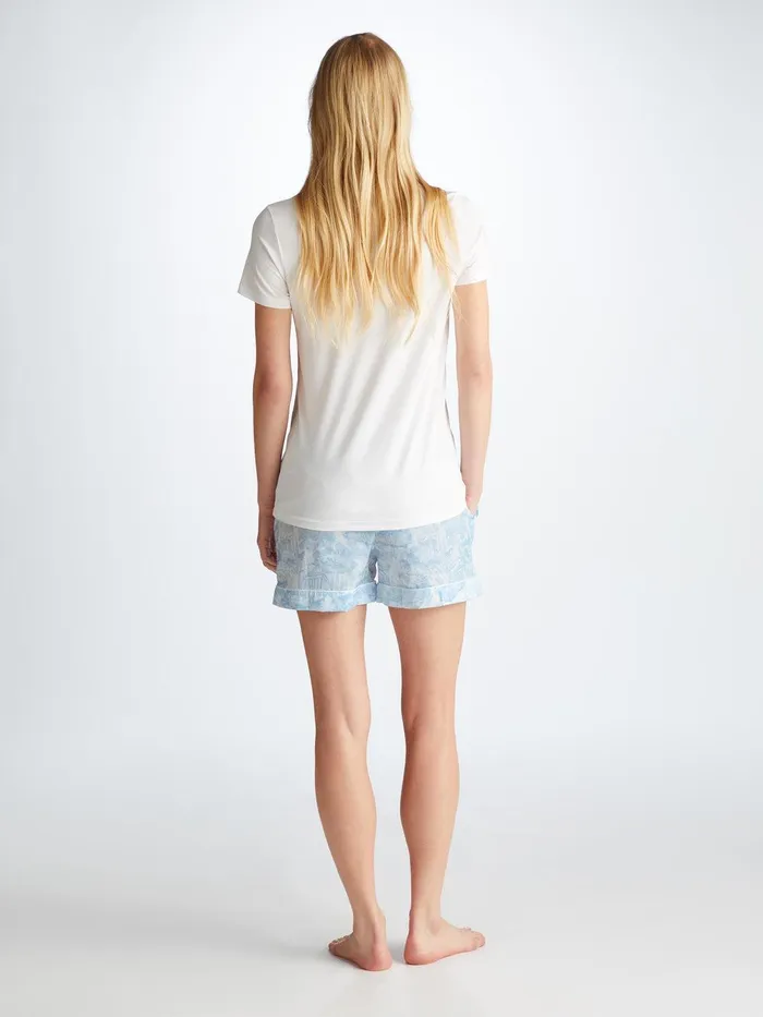 Derek Rose Lounge Shorts Ledbury 77 Cotton Batiste White Women Lounge Shorts
