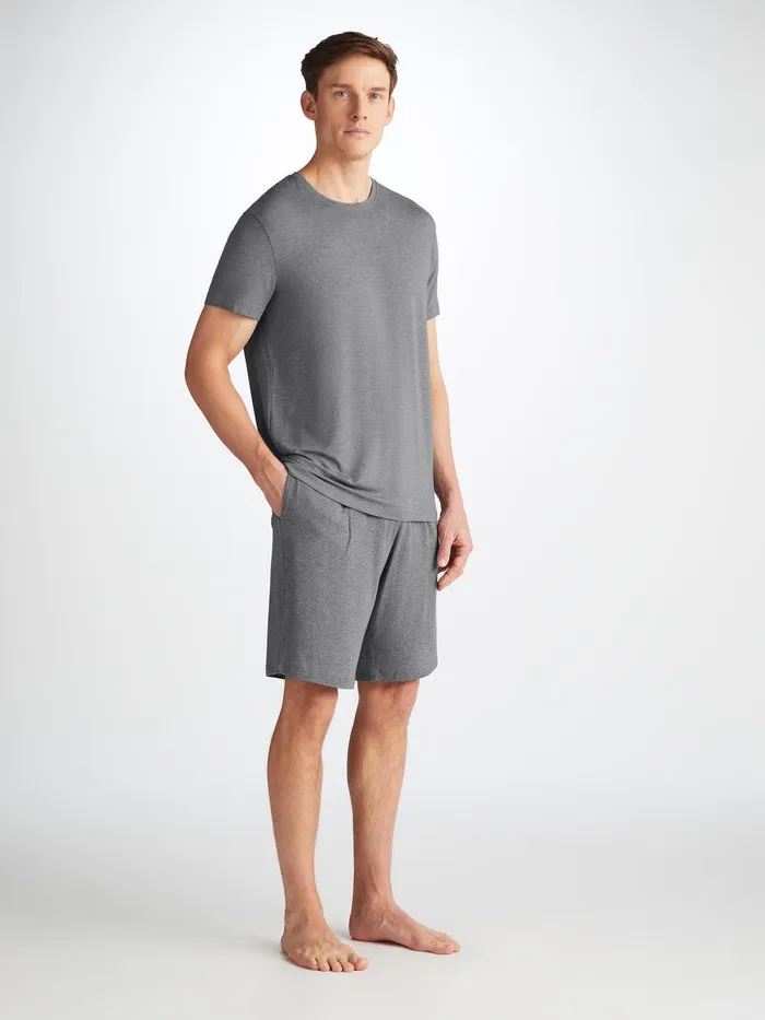 Derek Rose Lounge Shorts Marlowe Micro Modal Stretch Charcoal Men Lounge Shorts