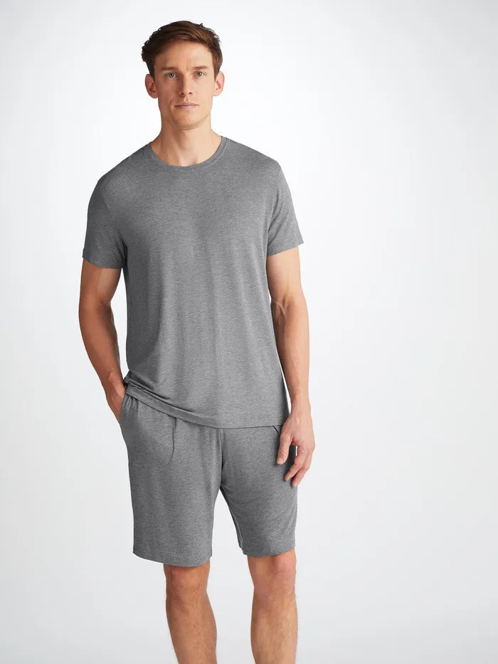 Derek Rose Lounge Shorts Marlowe Micro Modal Stretch Charcoal Men Lounge Shorts