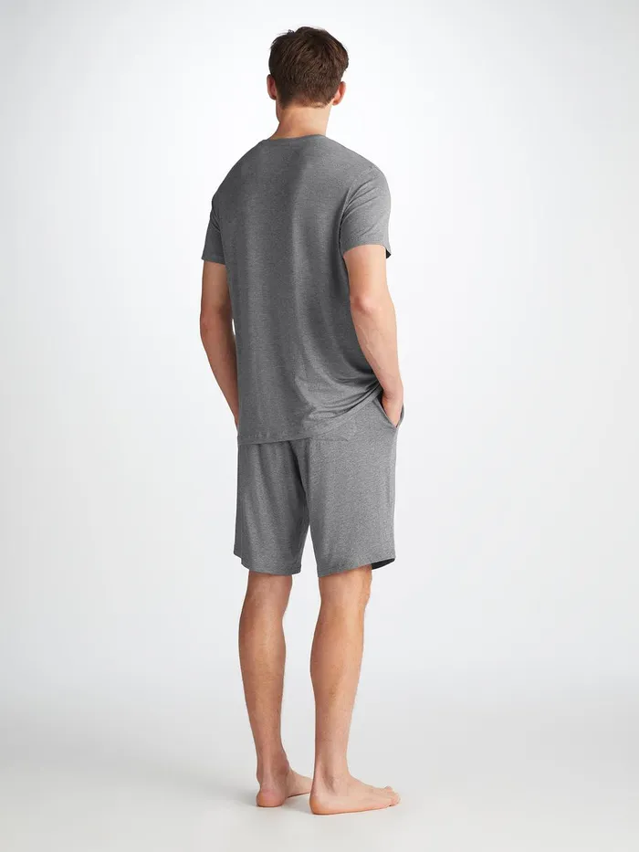 Derek Rose Lounge Shorts Marlowe Micro Modal Stretch Charcoal Men Lounge Shorts