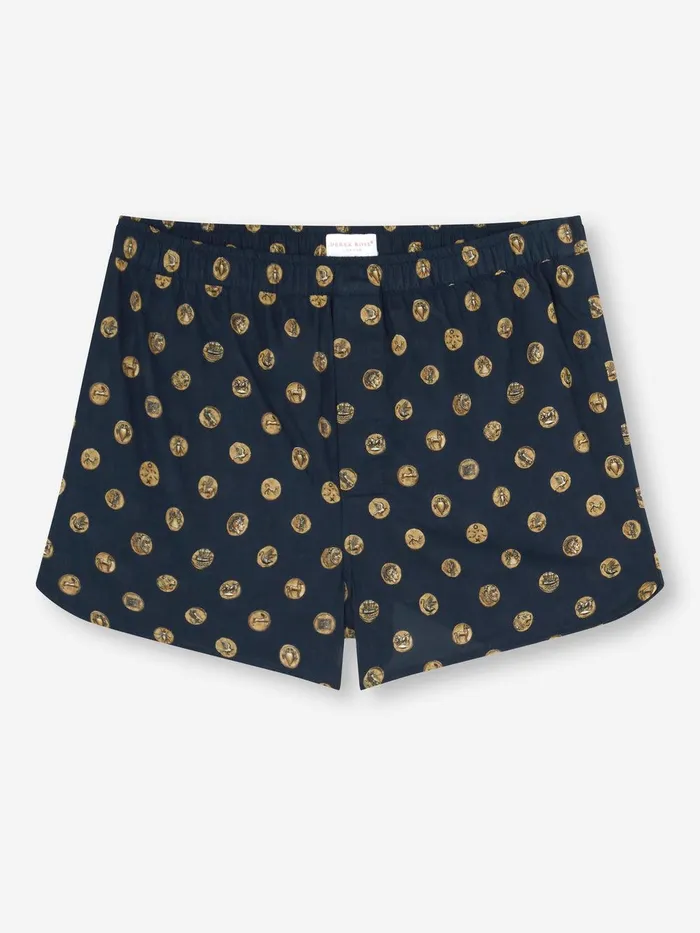 Derek Rose Modern Fit Boxers Ledbury 78 Cotton Batiste Navy Men Modern Fit Boxer Shorts
