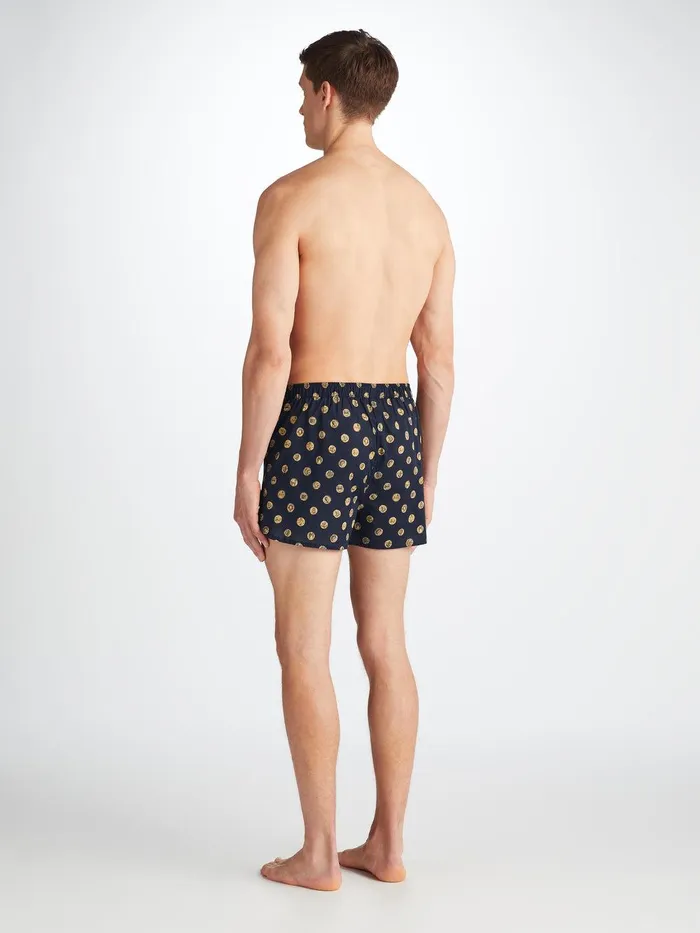 Derek Rose Modern Fit Boxers Ledbury 78 Cotton Batiste Navy Men Modern Fit Boxer Shorts