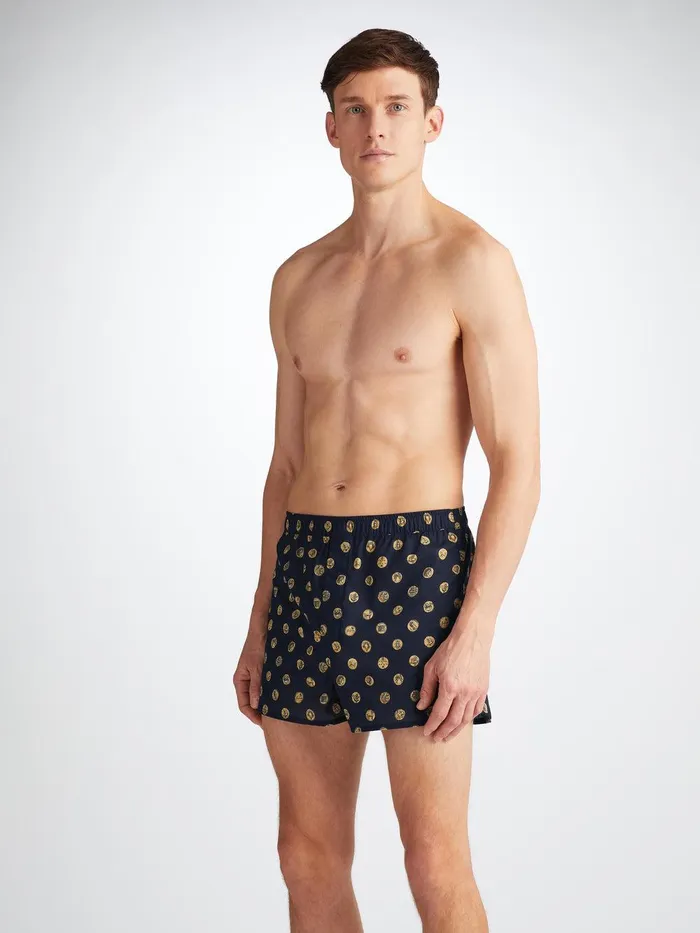 Derek Rose Modern Fit Boxers Ledbury 78 Cotton Batiste Navy Men Modern Fit Boxer Shorts