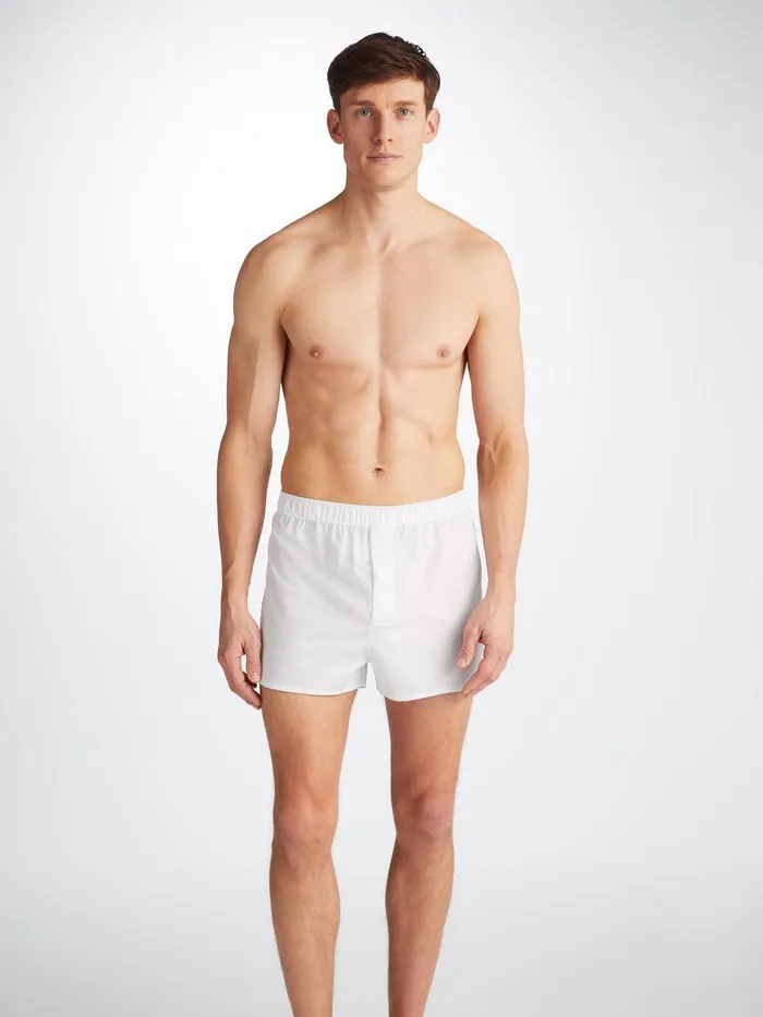 Derek Rose Modern Fit Boxers Savoy Cotton White Men Modern Fit Boxer Shorts