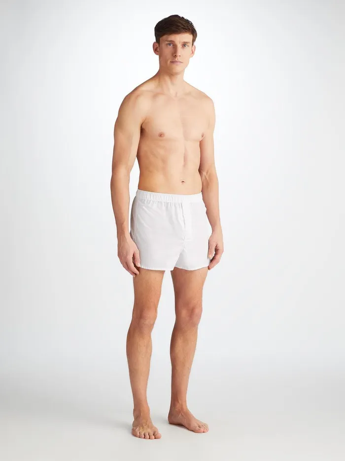 Derek Rose Modern Fit Boxers Savoy Cotton White Men Modern Fit Boxer Shorts
