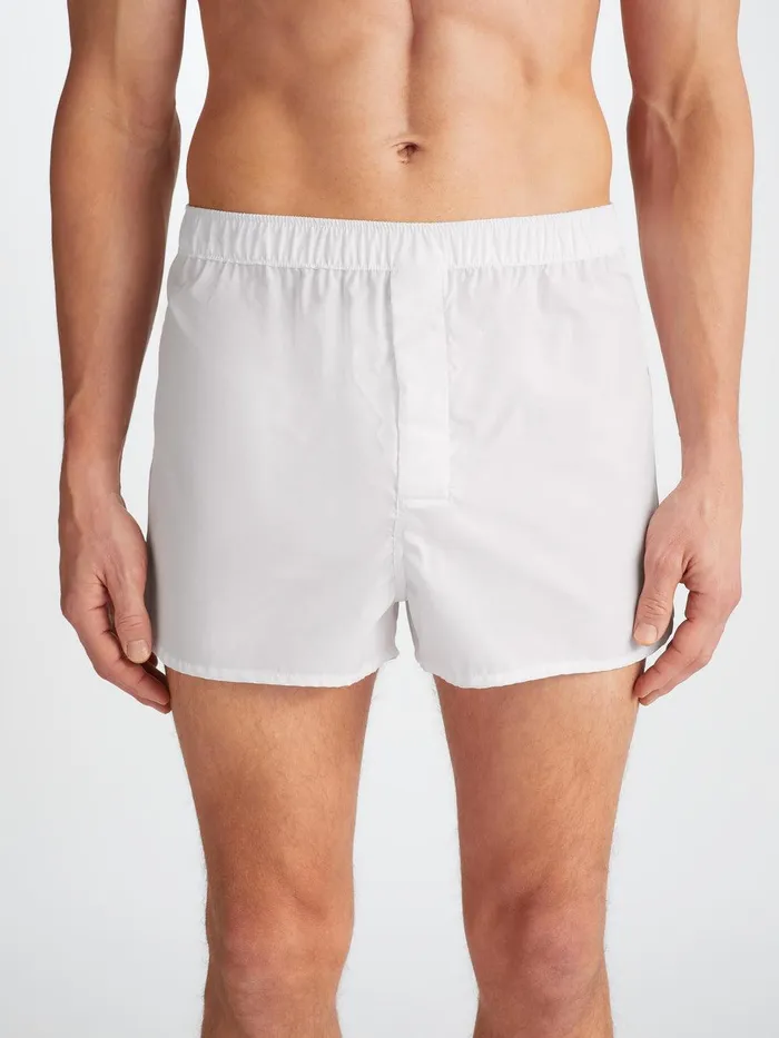 Derek Rose Modern Fit Boxers Savoy Cotton White Men Modern Fit Boxer Shorts