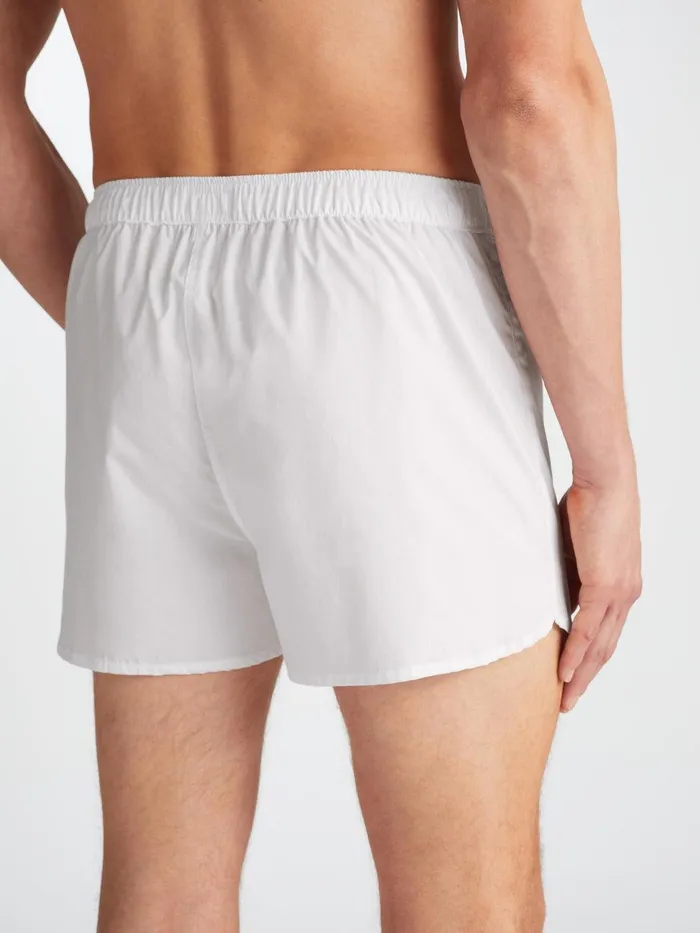 Derek Rose Modern Fit Boxers Savoy Cotton White Men Modern Fit Boxer Shorts