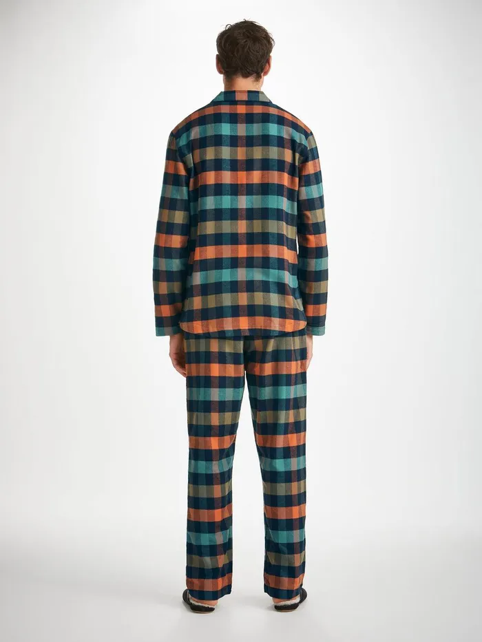 Derek Rose Modern Fit Pajamas Kelburn 40 Brushed Cotton Multi Men Cotton Pajamas