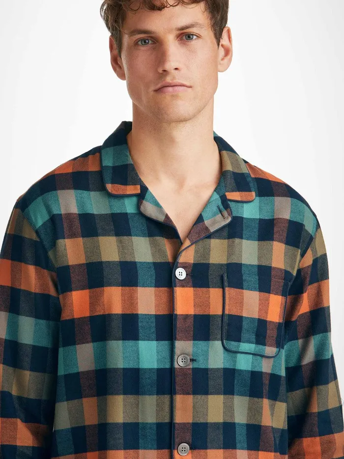 Derek Rose Modern Fit Pajamas Kelburn 40 Brushed Cotton Multi Men Cotton Pajamas