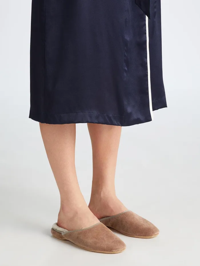 Derek Rose Mule Slippers Imogen Suede Sheepskin Camel WomenSlippers Slippers