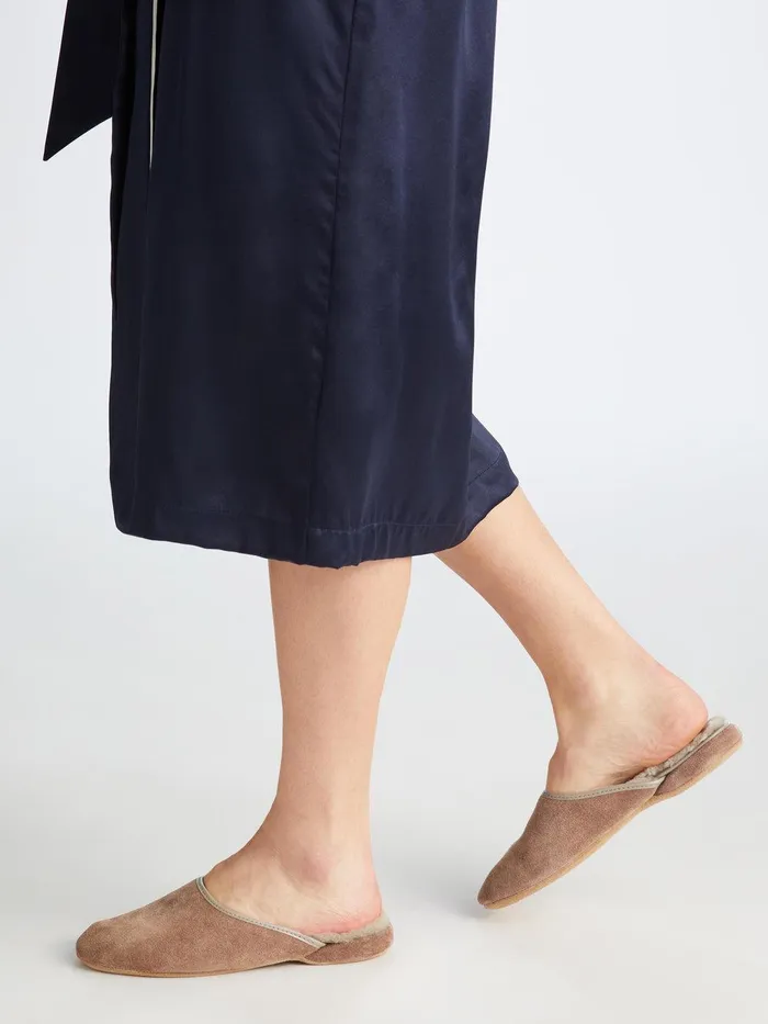 Derek Rose Mule Slippers Imogen Suede Sheepskin Camel WomenSlippers Slippers
