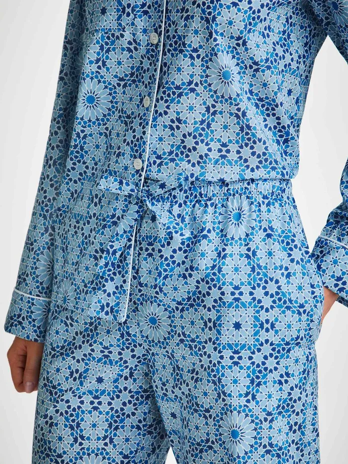 Derek Rose Pajamas Ledbury 69 Cotton Batiste Blue Women Cotton Pajamas