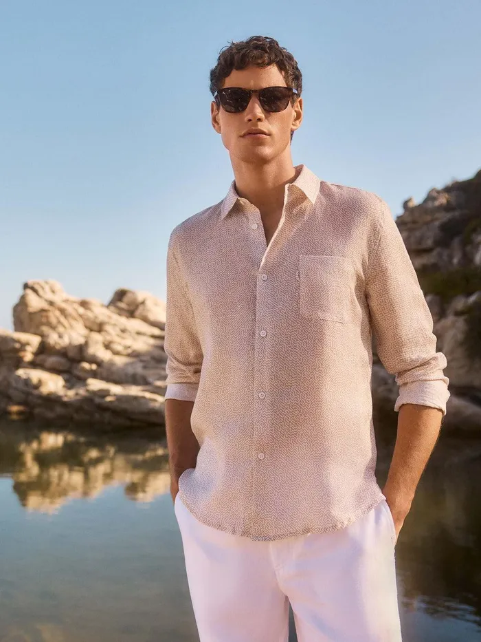 Derek Rose Shirt Milan 24 Linen Sand Men Casual Shirts