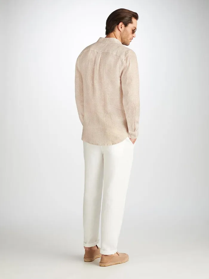 Derek Rose Shirt Milan 24 Linen Sand Men Casual Shirts
