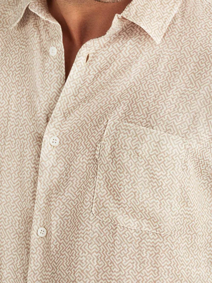 Derek Rose Shirt Milan 24 Linen Sand Men Casual Shirts