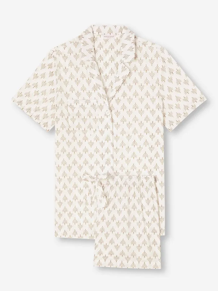 Derek Rose Short Pajamas Nelson 101 Cotton Batiste White Women Cotton Pajamas