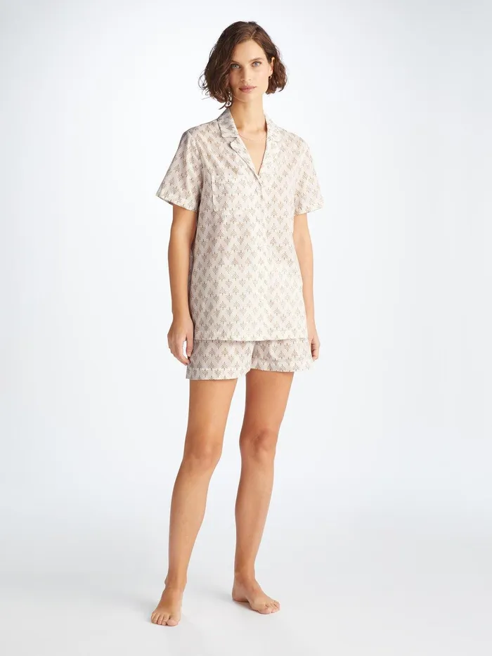 Derek Rose Short Pajamas Nelson 101 Cotton Batiste White Women Cotton Pajamas
