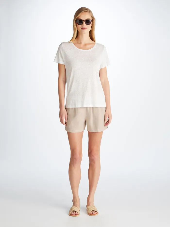 Derek Rose Shorts Vienna Linen Sand Women Casual Shorts