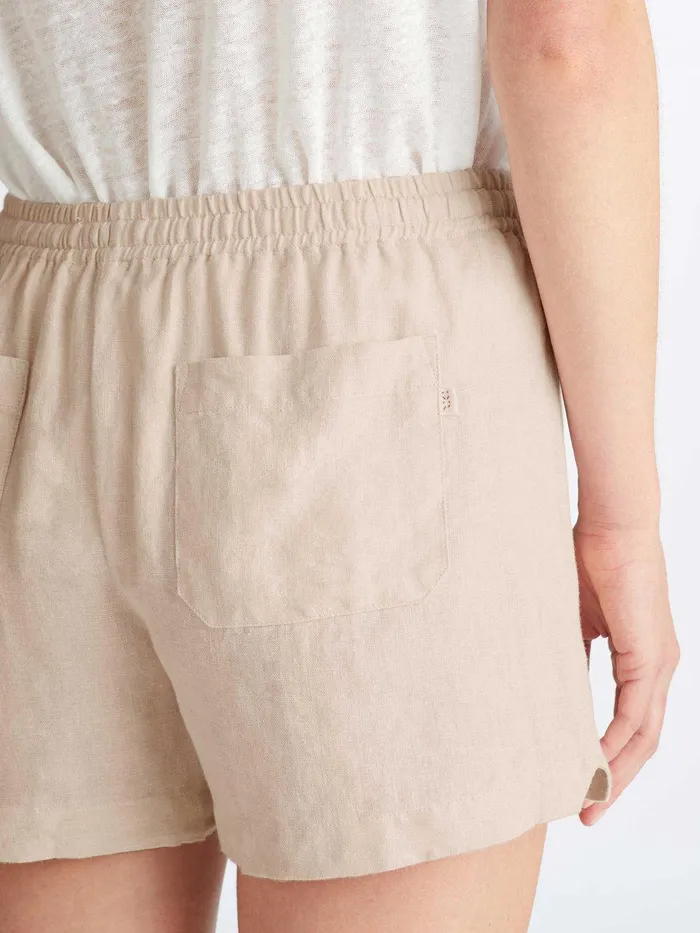 Derek Rose Shorts Vienna Linen Sand Women Casual Shorts