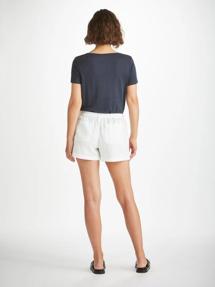 Derek Rose Shorts Vienna Linen White Women Casual Shorts