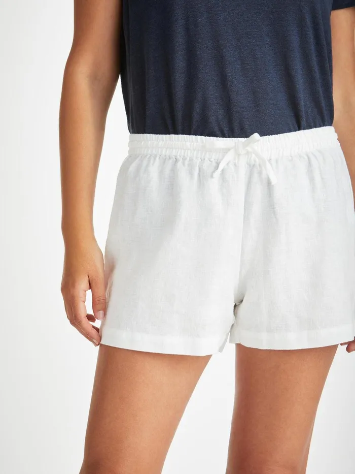 Derek Rose Shorts Vienna Linen White Women Casual Shorts