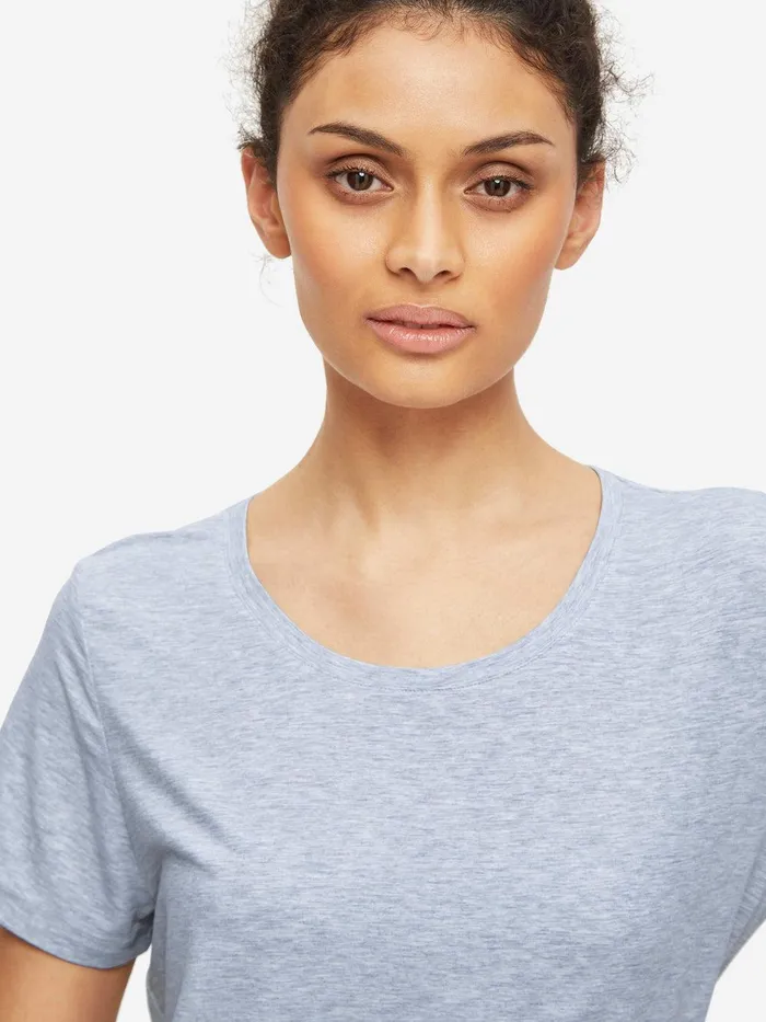Derek Rose TShirt Ethan Micro Modal Stretch Light Blue Marl Women Short Sleeve TShirts Derek Rose TShirt Ethan Micro Modal Stretch Light Blue Marl Women Short Sleeve TShirts