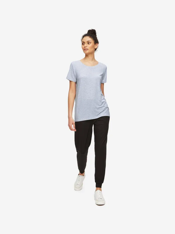 Derek Rose TShirt Ethan Micro Modal Stretch Light Blue Marl Women Short Sleeve TShirts