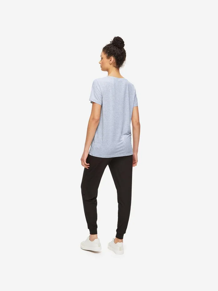 Derek Rose TShirt Ethan Micro Modal Stretch Light Blue Marl Women Short Sleeve TShirts