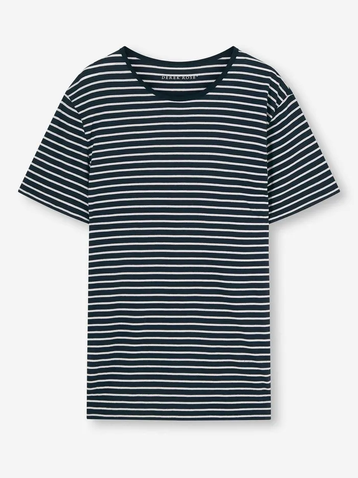 Derek Rose TShirt Ryder Pima Cotton Navy Men Short Sleeve TShirts