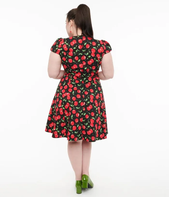 Dolly and Dotty 1950s Black Cherry Swing Dress Dresses Unique Vintage Pocket Dresses