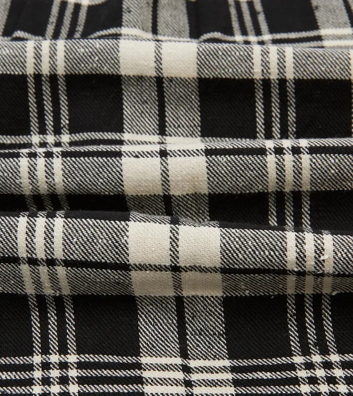 Drake039s Black And White Check Brushed Cotton TwoPocket Work Shirt Men Work Shirts