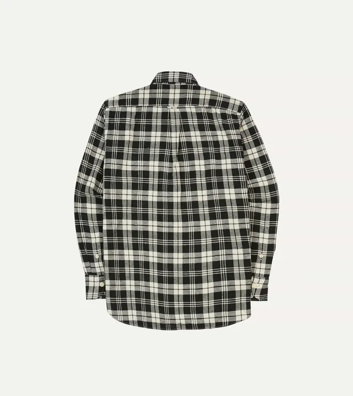 Drake039s Black And White Check Brushed Cotton TwoPocket Work Shirt Men Work Shirts